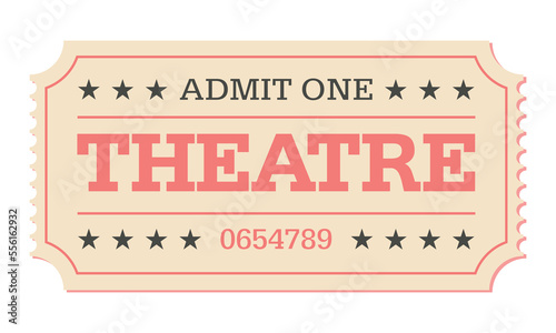 Ticket, Retro ticket. Classic vintage retro ticket for movies parties, cinema, theatre, circus and other events, free drink.