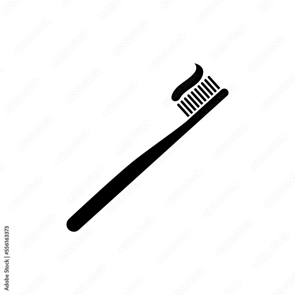 Toothbrush with paste icon. Black hygiene product with healing gel for mandatory oral care with treatment and prevention vector teeth Toothbrush with paste icon. Black hygiene product with healing gel for mandatory oral care with treatment and prevention vector teeth