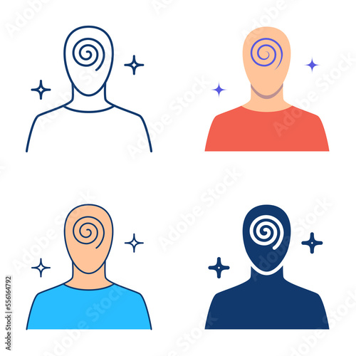 Hypnosis icon set in flat and line style