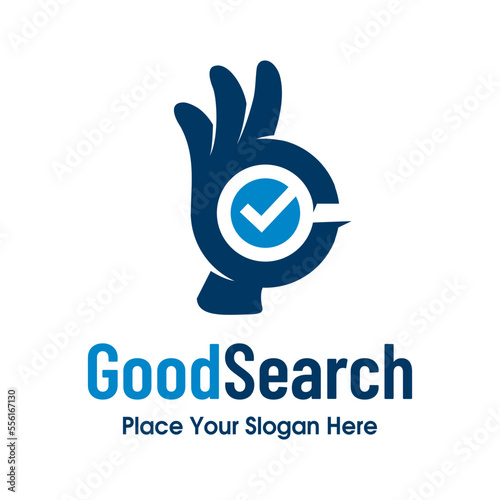 Good search vector logo template. This design use hand and magnifying glass symbol. Suitable for business.