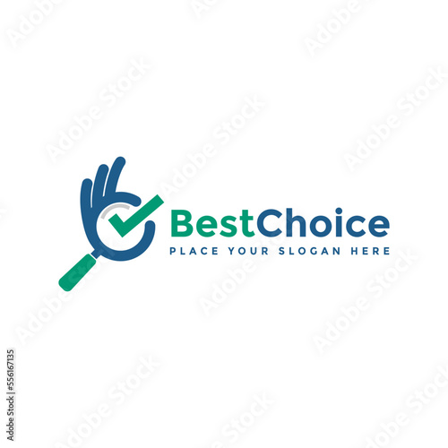 Best choice vector logo template. This design use hand and magnifying glass symbol. Suitable for business.