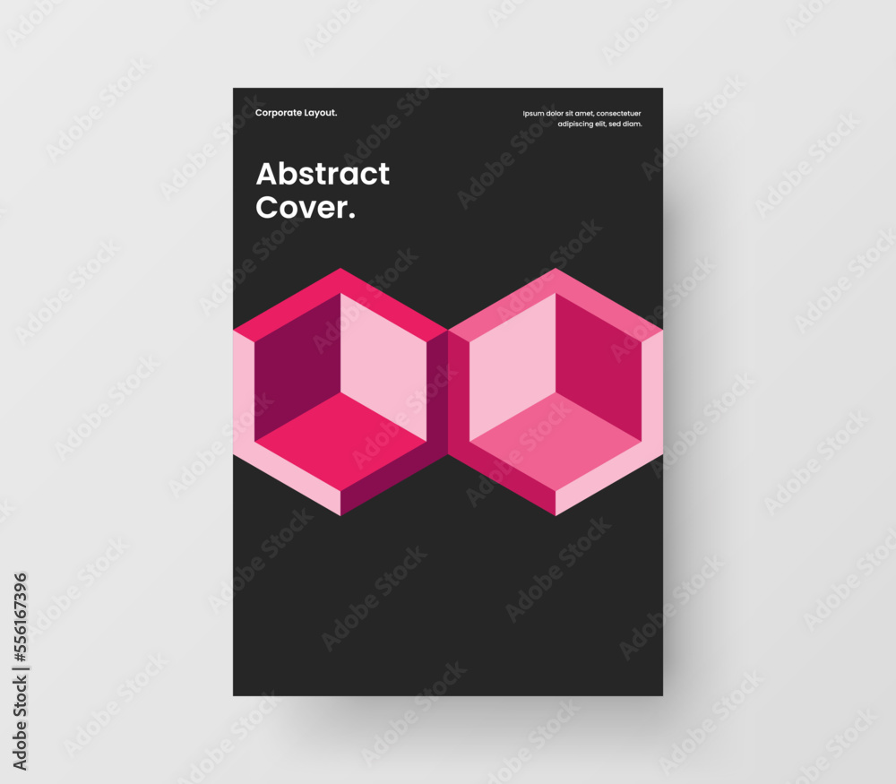 Creative book cover design vector template. Bright geometric tiles presentation illustration.