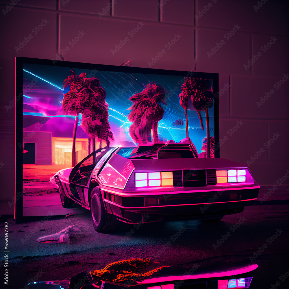 Synthwave Outrun Music Album Cover art Stock Illustration | Adobe Stock