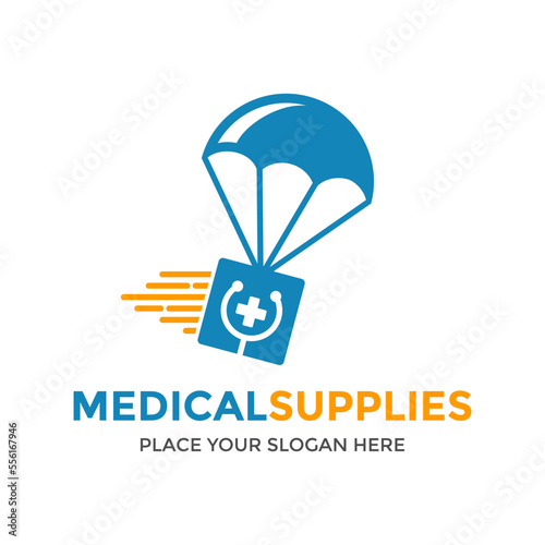 Medical supplies vector logo template. This design use parachute symbol. Suitable for medical.