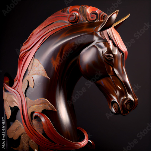 Horse Figurine in Shikki Lacquerware Style. Generative ai photo