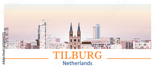 Tilburg skyline in bright color palette vector illustration