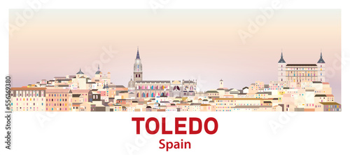 Toledo skyline in bright color palette vector illustration