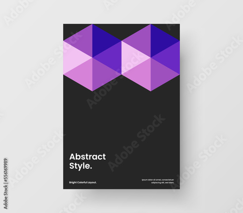 Trendy banner A4 vector design illustration. Abstract mosaic pattern company brochure template.