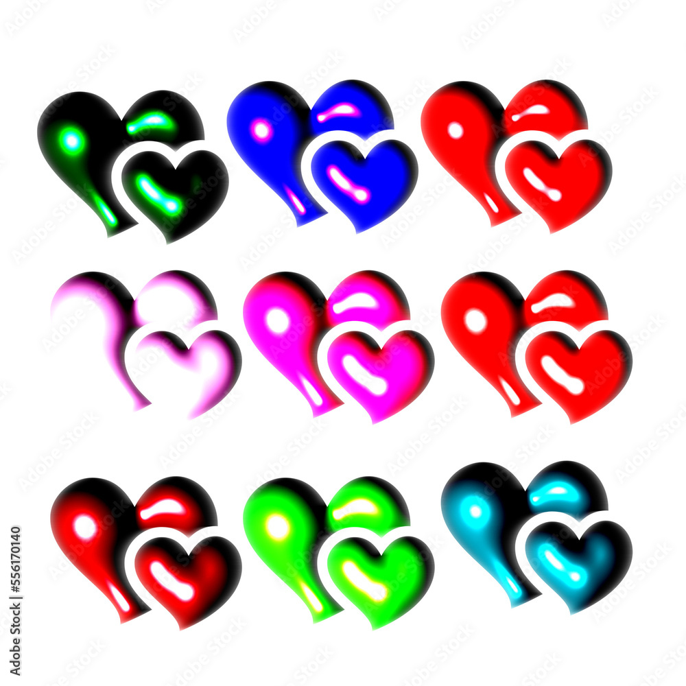 set of glossy heart shaped buttons set of glossy heart shaped buttons