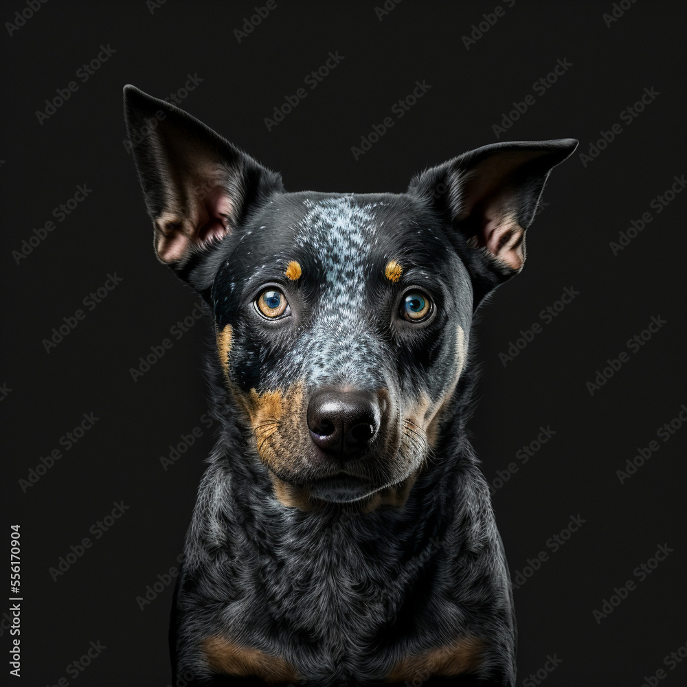 Beautiful dog in front of a black background