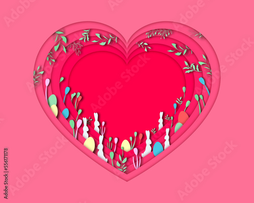 Vector illustration for the feast of Holy Easter. Illustration of hearts and Easter bunnies.