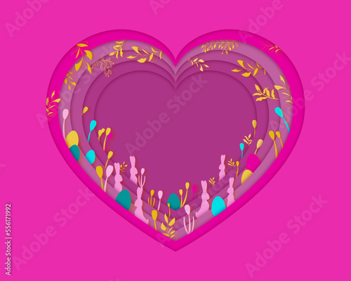 Vector illustration for the feast of Holy Easter. Illustration of hearts and Easter bunnies.