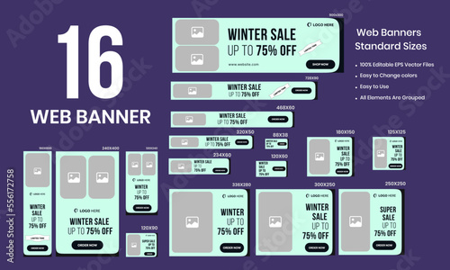Winter sale set banner for social media posts, Discount shopping sale. end of winter abstract Vector illustration 