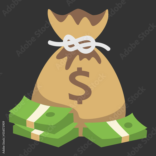 A bag full of money vector icon. Isolated Money Bag sign label emoji design.