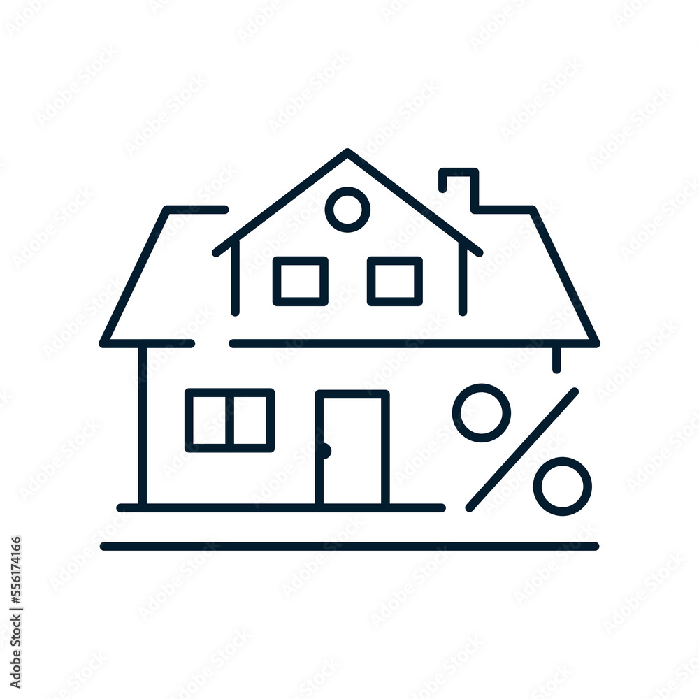 Mortgage rate concept. Vector icon isolated on white background.