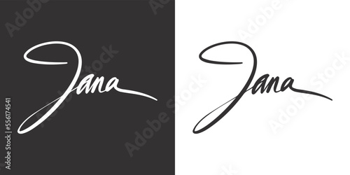 Logo Jana name lettering calligraphy modern typography and print