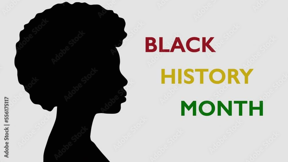 Black history month computer graphics. Silhouette of an African girl on a light background with text. Black history month computer graphics. Silhouette of an African girl on a light background with text.