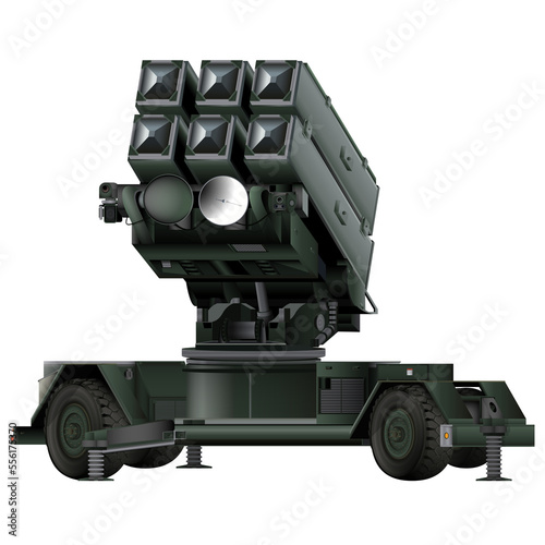 Anti - aircraft air defense system Aspide in realistic stule. Skyguard NASAMS. MIM-104 Patriot. Colorful PNG illustration. photo