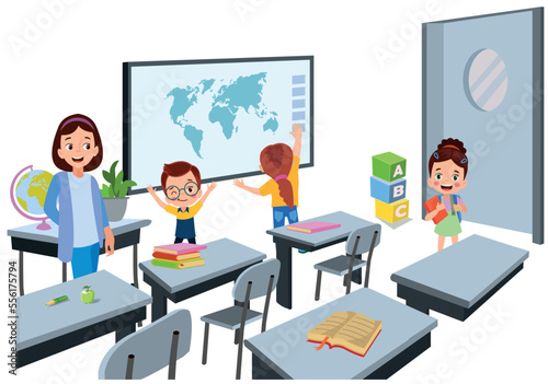 cute students in class at school
