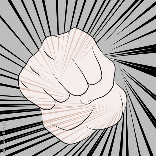 anime fist spiral effect of power, black background