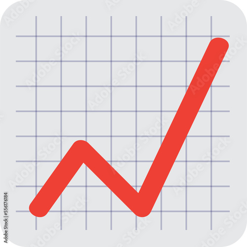 Chart Increasing vector flat emoji icon design. Graph showing  trend line increasing over time, as stock prices or revenues. Isolated trending content sign label.