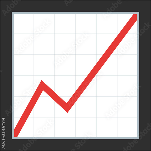 Chart Increasing vector flat emoji icon design. Graph showing  trend line increasing over time, as stock prices or revenues. Isolated trending content sign label.