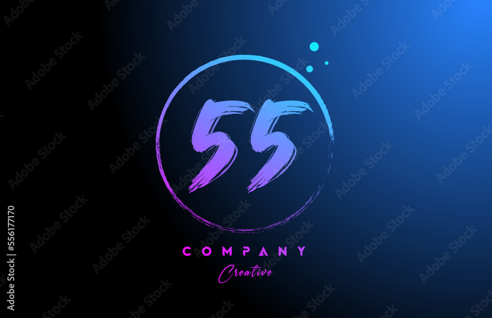 55 grunge number letter logo icon design with dots and circle. Blue pink gradient creative template for company and business 55 grunge number letter logo icon design with dots and circle. Blue pink gradient creative template for company and business
