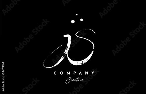 vintage JS alphabet letter logo icon combination design with dots. Creative hand written template for company