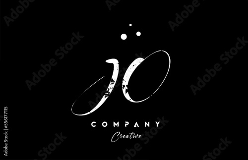 vintage JO alphabet letter logo icon combination design with dots. Creative hand written template for company