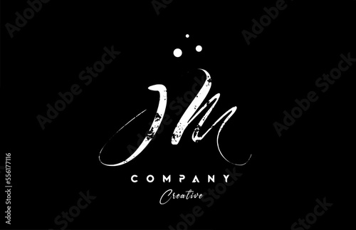 vintage JM alphabet letter logo icon combination design with dots. Creative hand written template for company