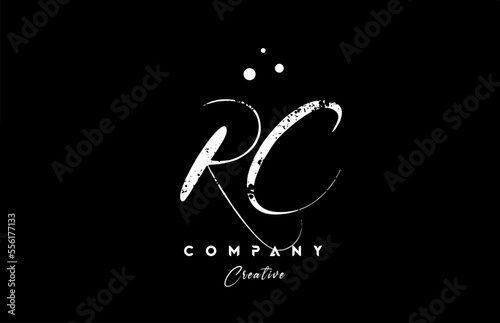 vintage RC alphabet letter logo icon combination design with dots. Creative hand written template for company