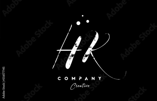 vintage HK alphabet letter logo icon combination design with dots. Creative hand written template for company