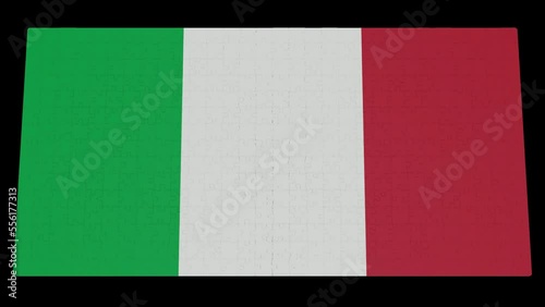 Six different clips to collect puzzle pieces in which the flag of Italy appears Isolated by Alpha channel (transparent background) to enhance any animation movie or Cinematic clips or film project
