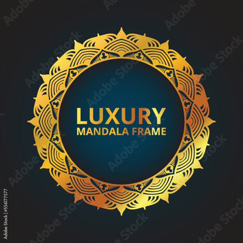 luxury golden mandala frame design photo