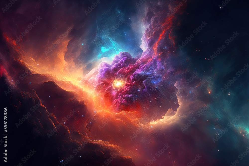 Obraz premium high quality, abstract nebula background. Generative AI