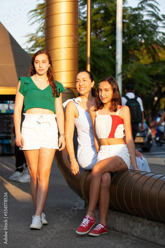 Tourists at the at the Jairo Varela Square in the city of Cali in Colombia photo