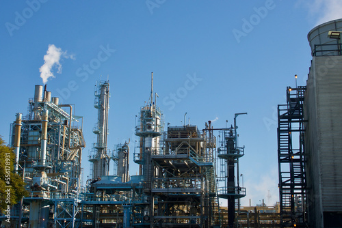 complex pipes and tubes of an oil refinery plant