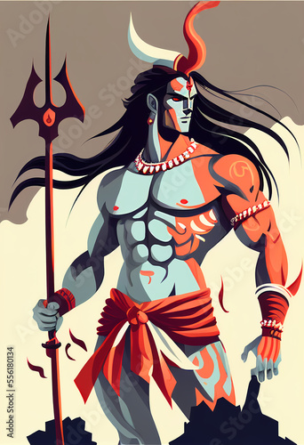 Lord shiva illustration, hindu god shiva illustration, vector art, minimalist art 
