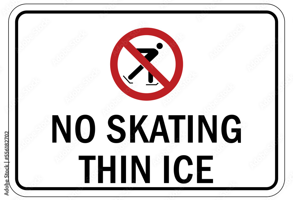 Ice warning sign and labels no ice skating danger thin ice Ice warning sign and labels no ice skating danger thin ice