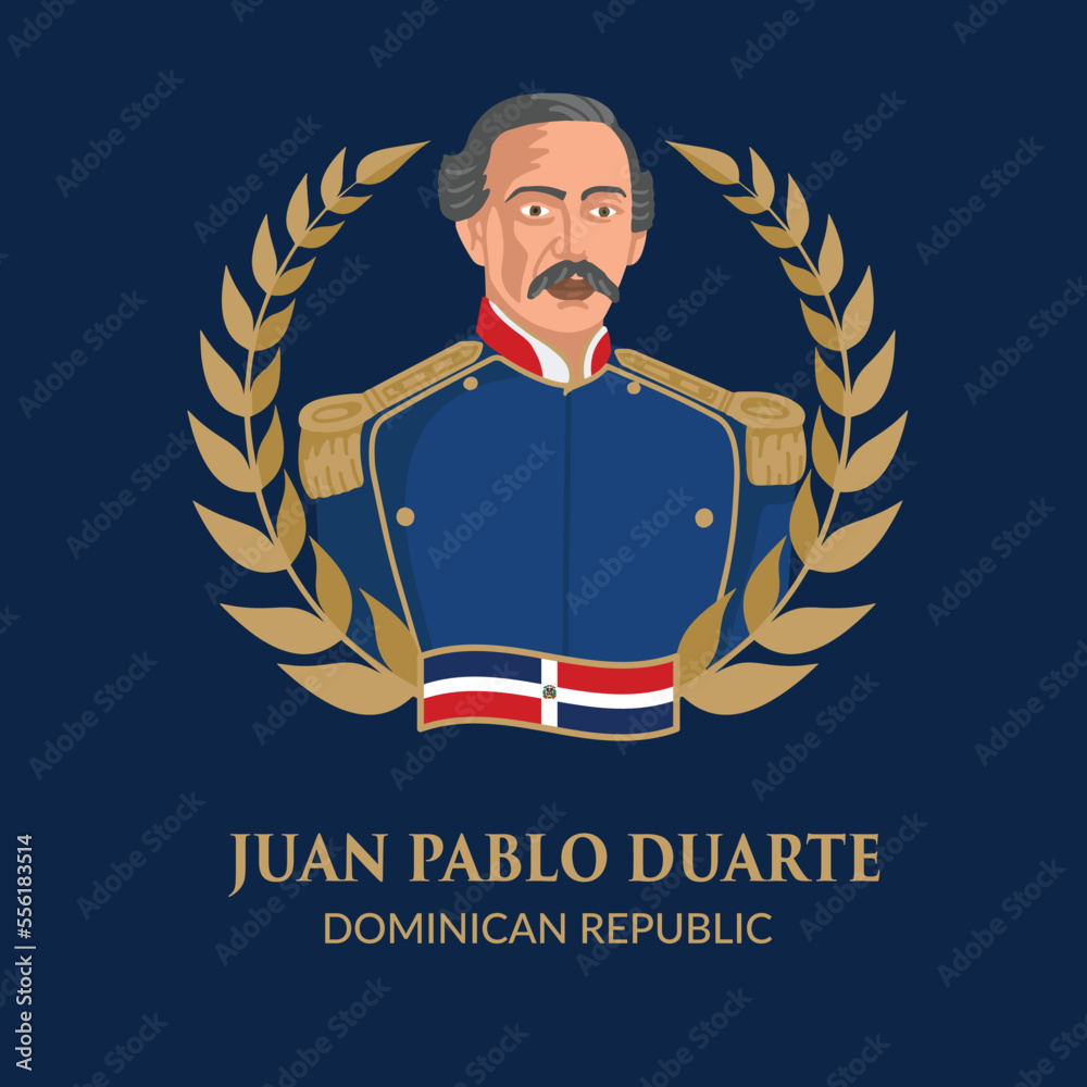 VECTORS. Editable banner of Juan Pablo Duarte, one of the founding fathers of Dominican Republic