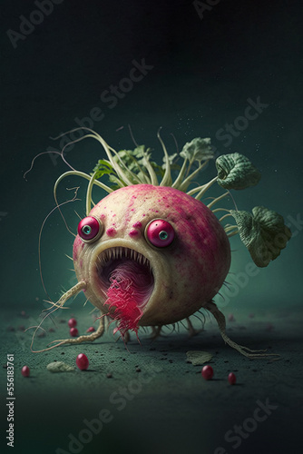 Creepy radish. Computer-generated 3D image.