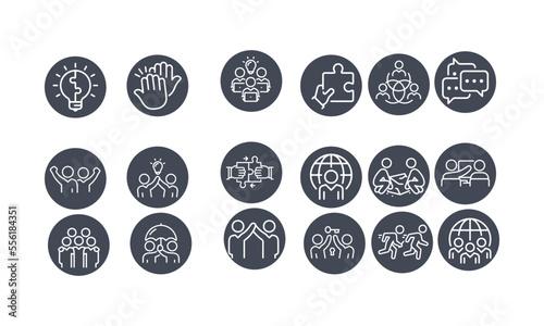 teamwork business, people teamwork,management,planning, strategy, marketing collection icons vector design 