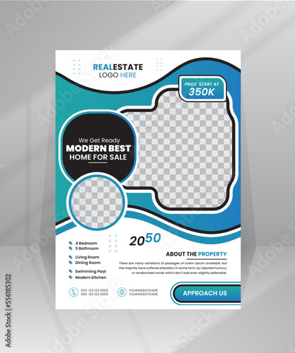 Modern Home Sale Flyer template with Photo for Real Estate Agent