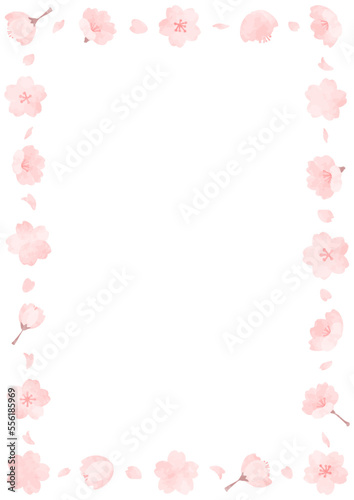優しい手描きの桜のフレーム素材 © mitarasi