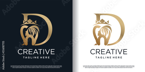 dental beauty logo icon with letter d concept premium vector