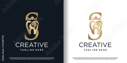 dental beauty logo icon with letter s concept premium vector