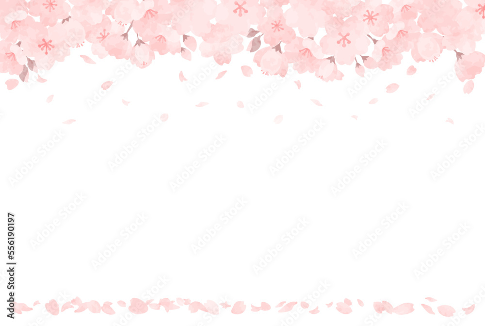 優しい手描きの桜の背景イラスト