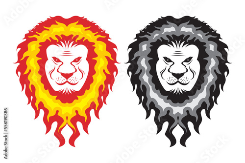 Vector illustration of a lion's head. king of the jungle. Lion head tribal silhouette