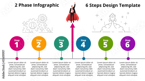 Business 6 Steps Timeline Template Infographic Vector