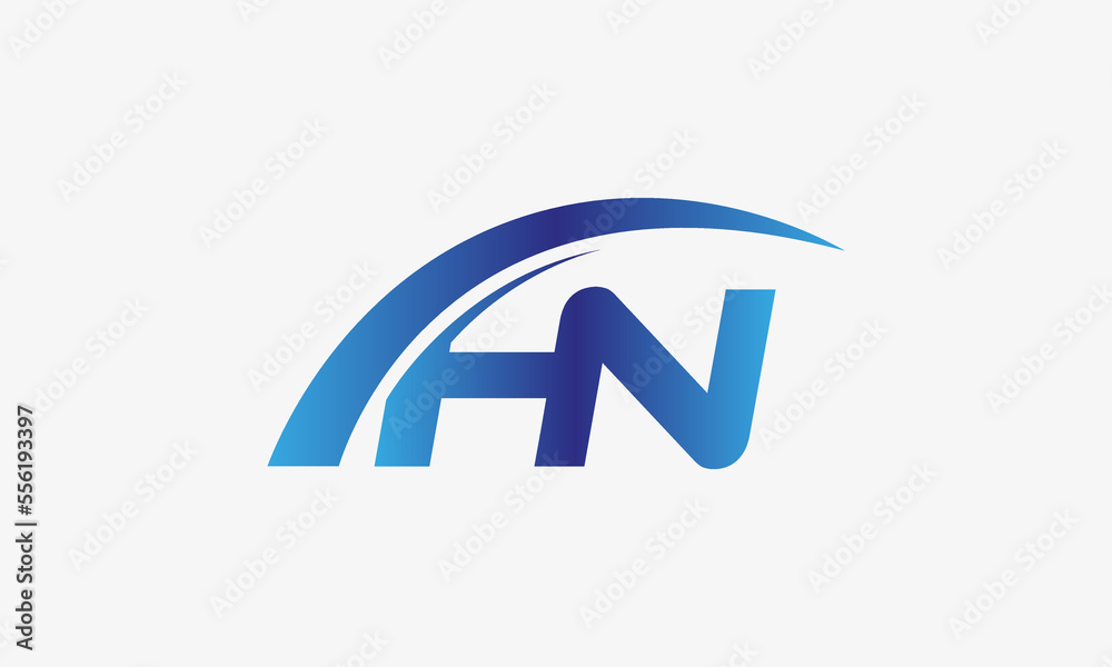 Initial HN Letter Company Name Swoosh Design HN Vector Logo For concierge-business-name-generator-name-generator-business-name
